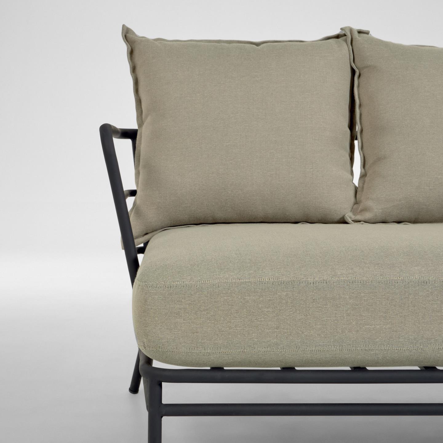Sofa zewnętrzna 3-osobowa MARELUZ beżowy z czarną podstawą - Image 10