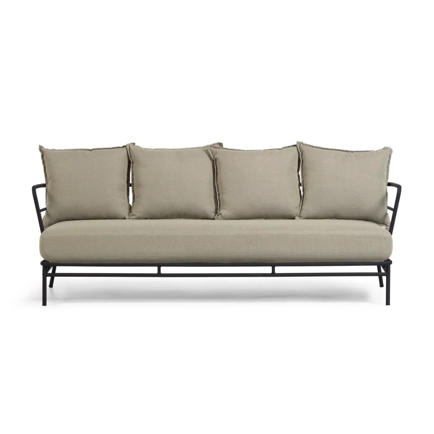 Sofa zewnętrzna 3-osobowa MARELUZ beżowy z czarną podstawą - Image 14