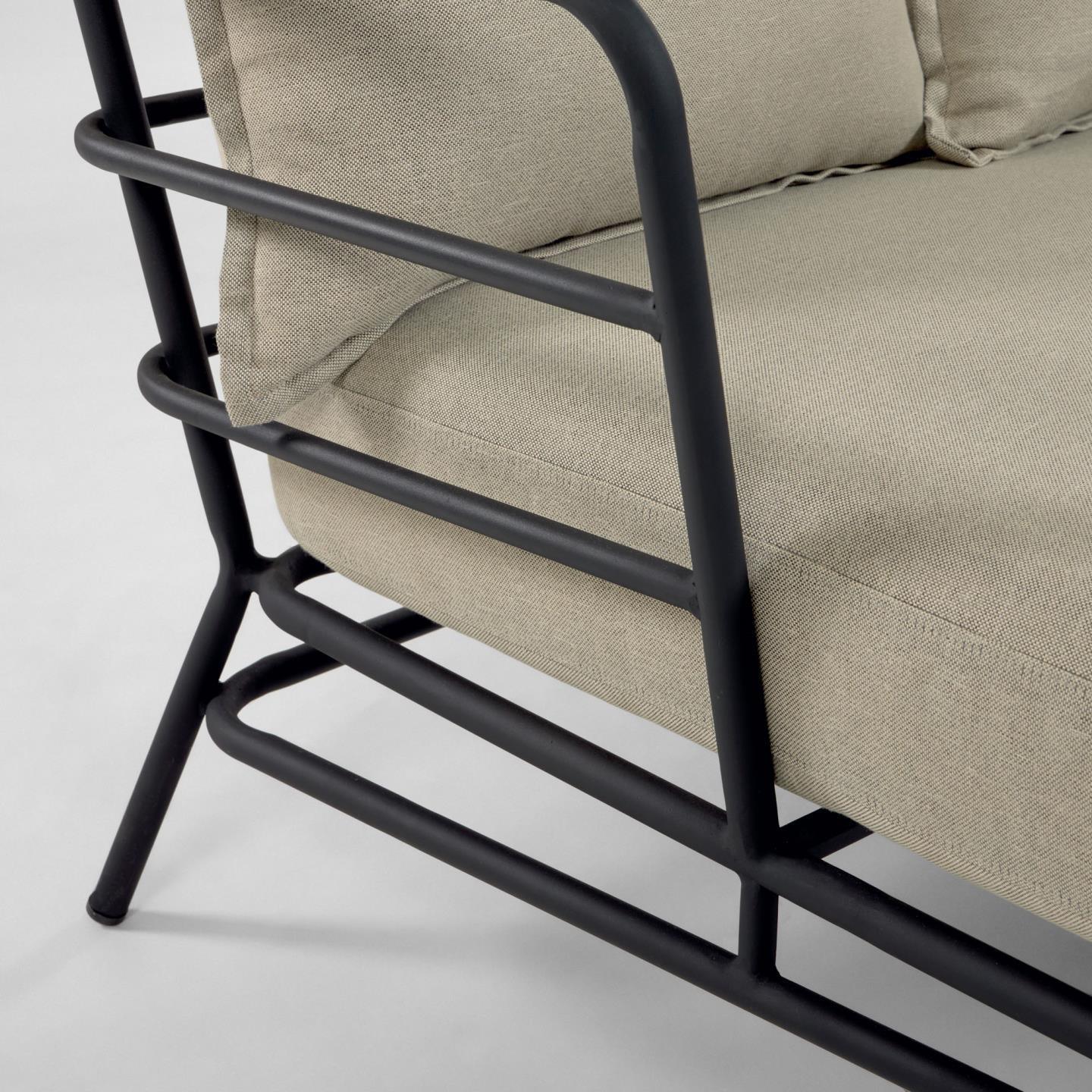 Sofa zewnętrzna 3-osobowa MARELUZ beżowy z czarną podstawą - Image 22