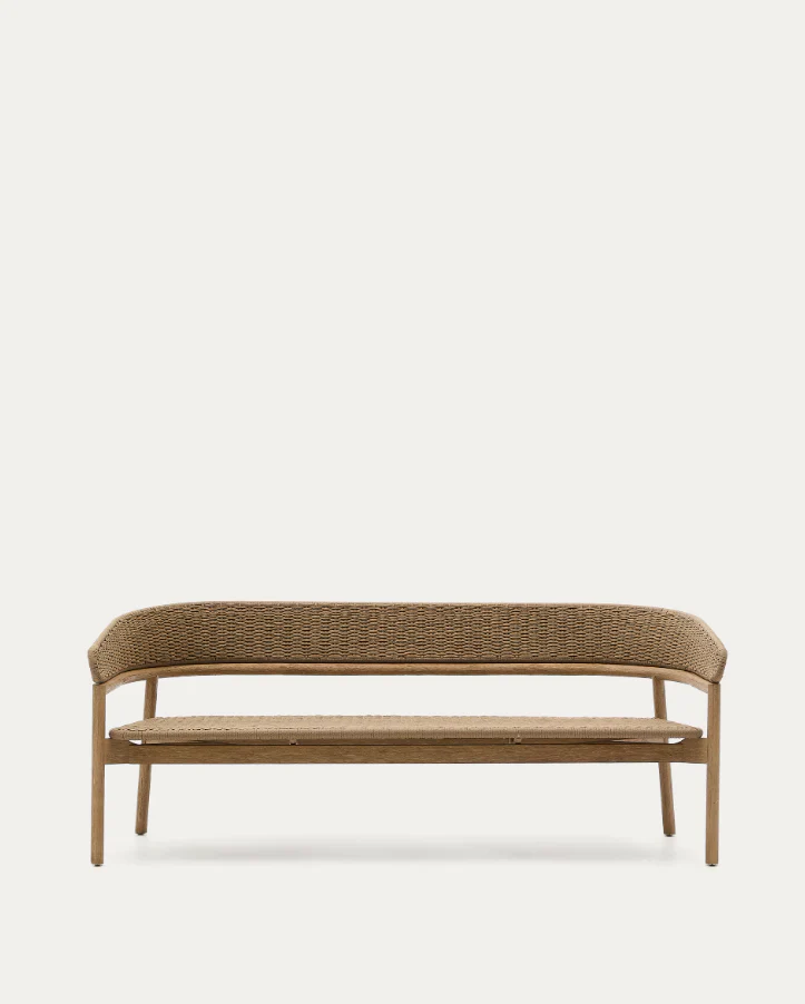 Sofa zewnętrzna ARINELLA lite drewno akacjowe z beżową liną - Image 3