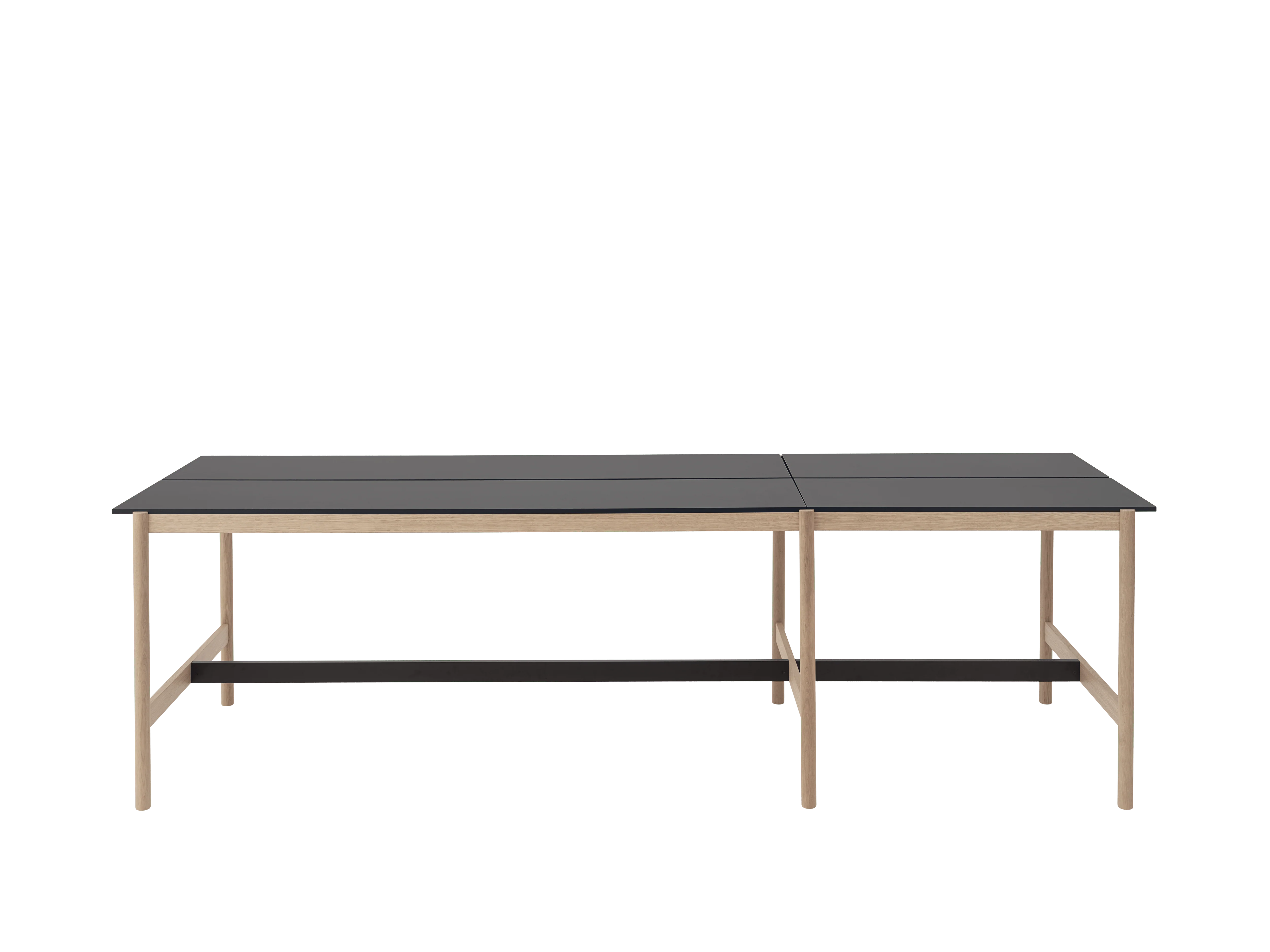 Stół biurowy LINEAR SYSTEM HIGH - KONFIGURACJA 1 czarny nanolaminat z dębowa podstawą - Image 3