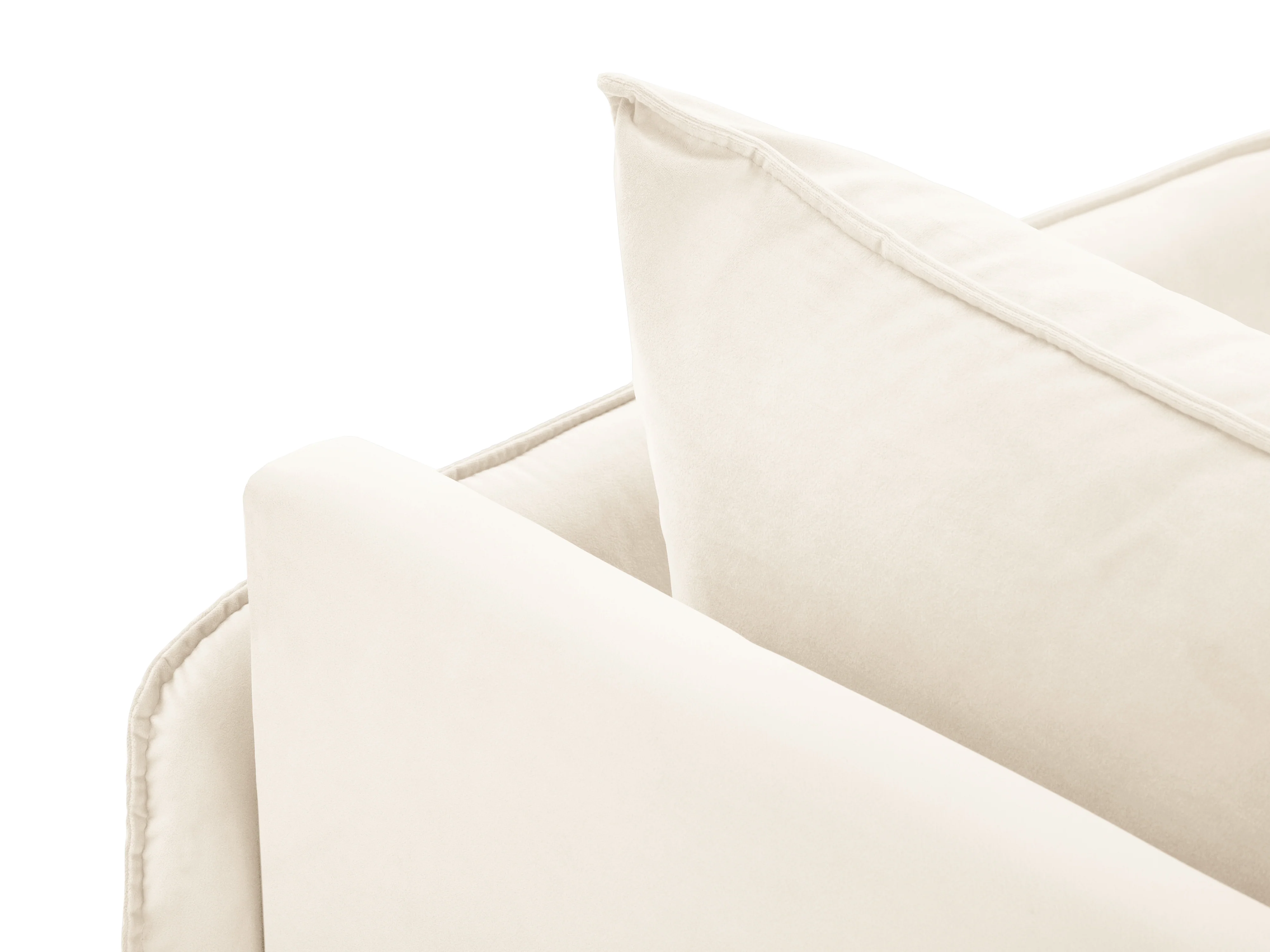 Szezlong aksamitny prawostronny VIENNA beżowy z czarną podstawą - Image 4