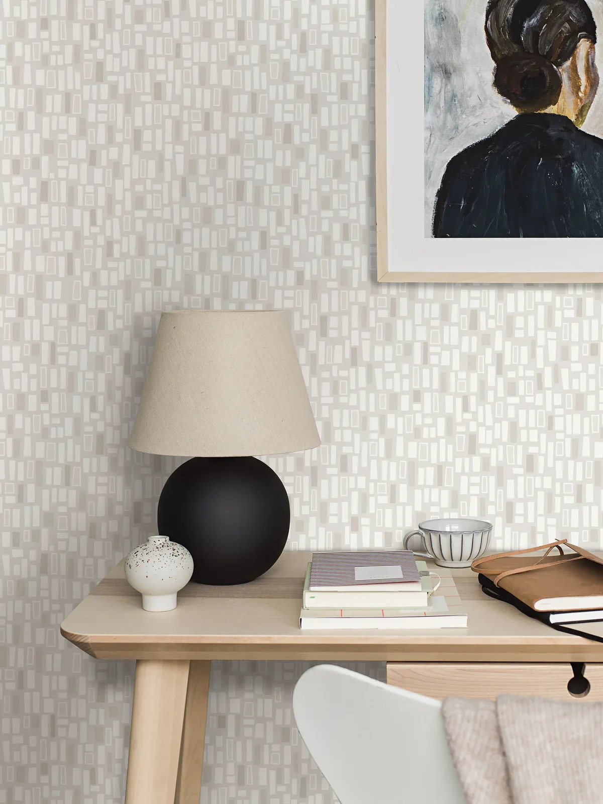 Tapeta flizelinowa papierowa z geometrycznym wzorem ELVIS szarozielony z białym - Image 2