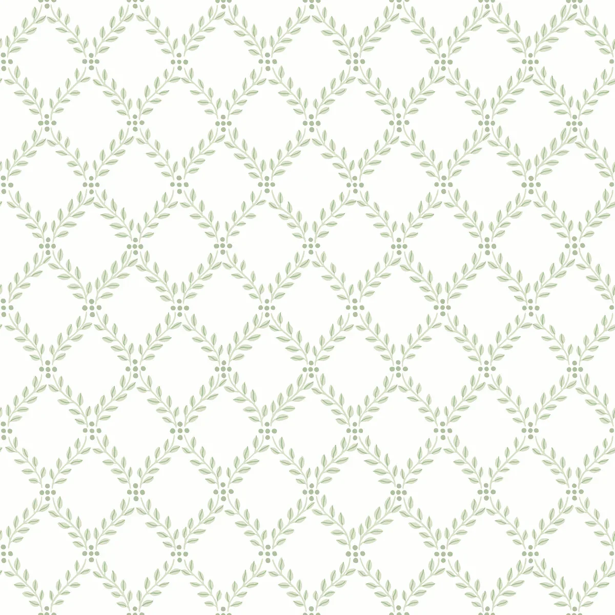 Tapeta z geometrycznym roślinnym wzorem liści TRELLIS LEAVES biały z zielonym