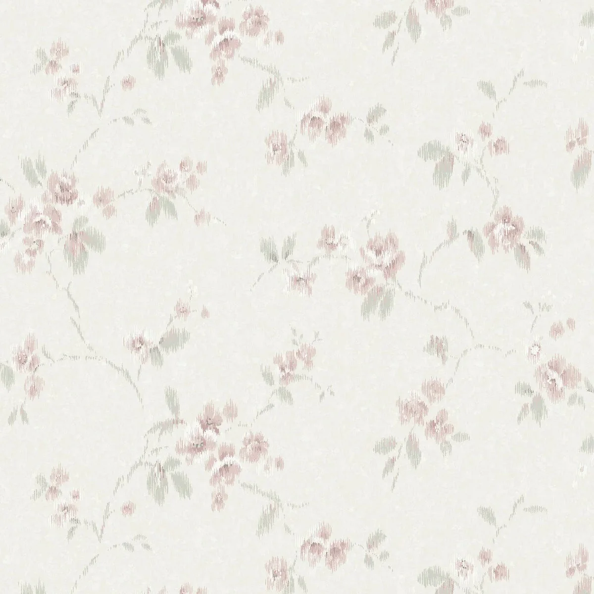 Tapeta flizelinowa papierowa z roślinnym wzorem VINTAGE ROSE złamany biały z różowym