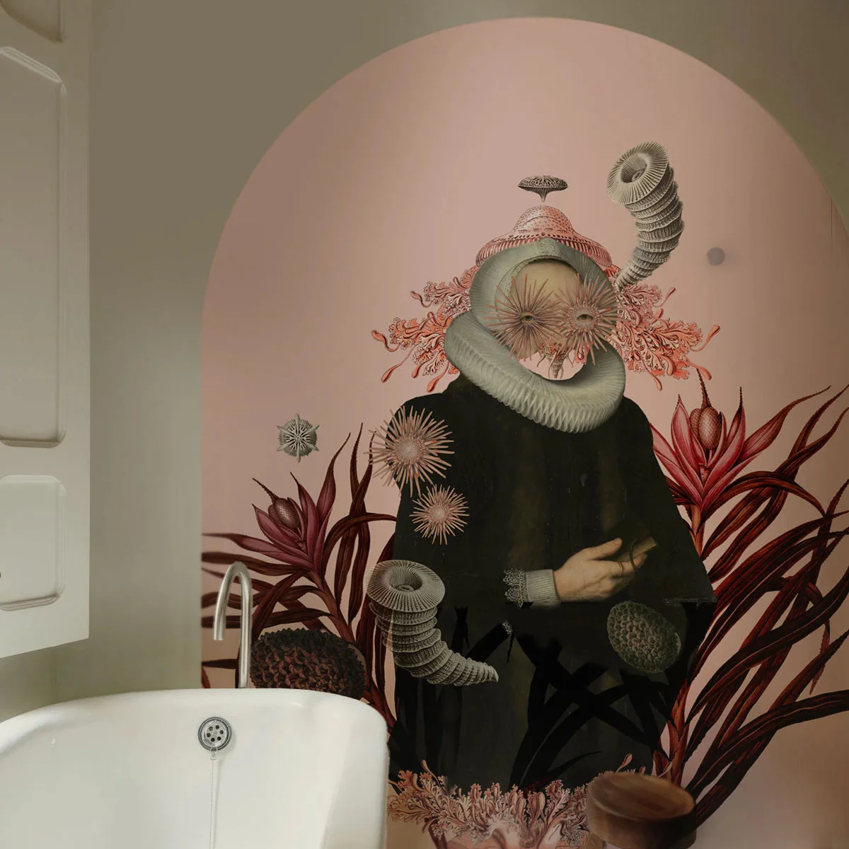 Mural flizelinowy w kształcie łuku LADY MEDUSA różowy