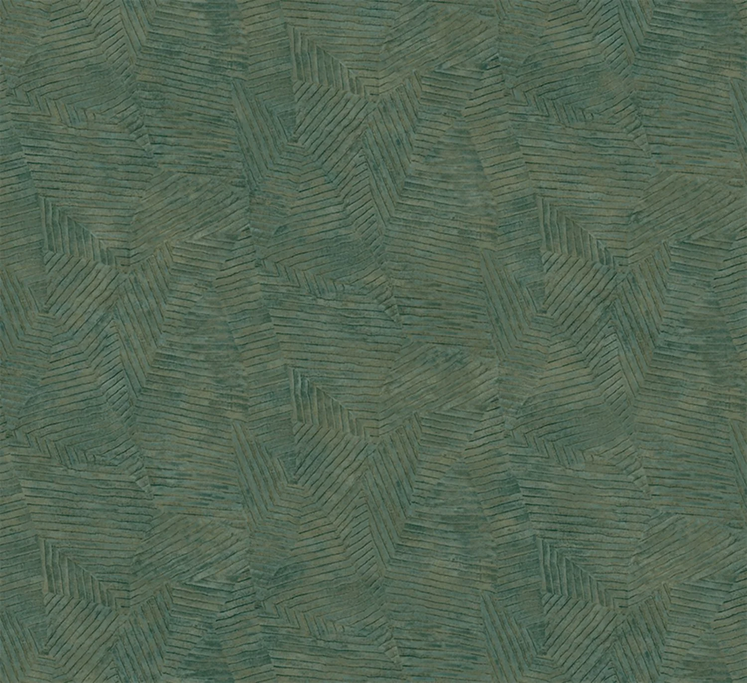 Tapeta metaliczna z geometrycznym wzorem liści LORE - VERT IMPÉRIAL DORÉ zielony ze złotym - Image 3