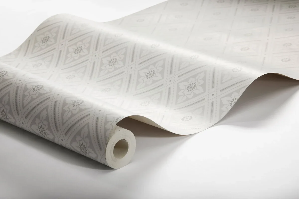 Tapeta flizelinowa papierowa z geometrycznym wzorem ESTER szary z białym - Image 3