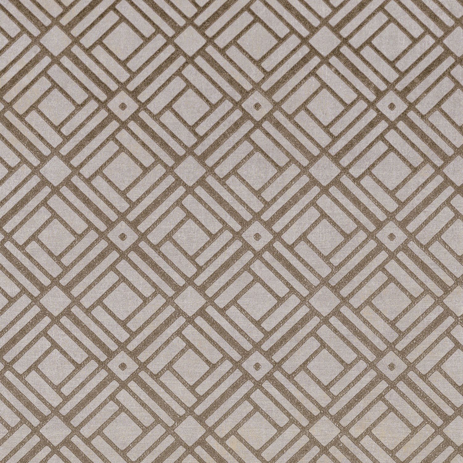 Tapeta metaliczna z geometrycznym wzorem KHEOPS - BLANC biały z brązowym