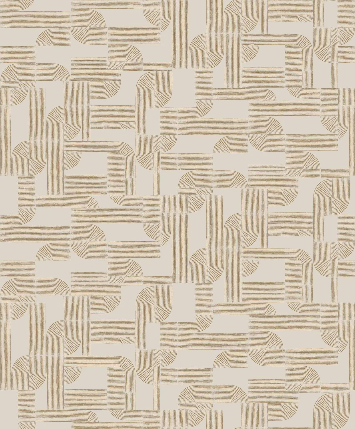 Tapeta z geometrycznym wzorem HECTOR - SABLE/DORE beżowy ze złotym - Image 4