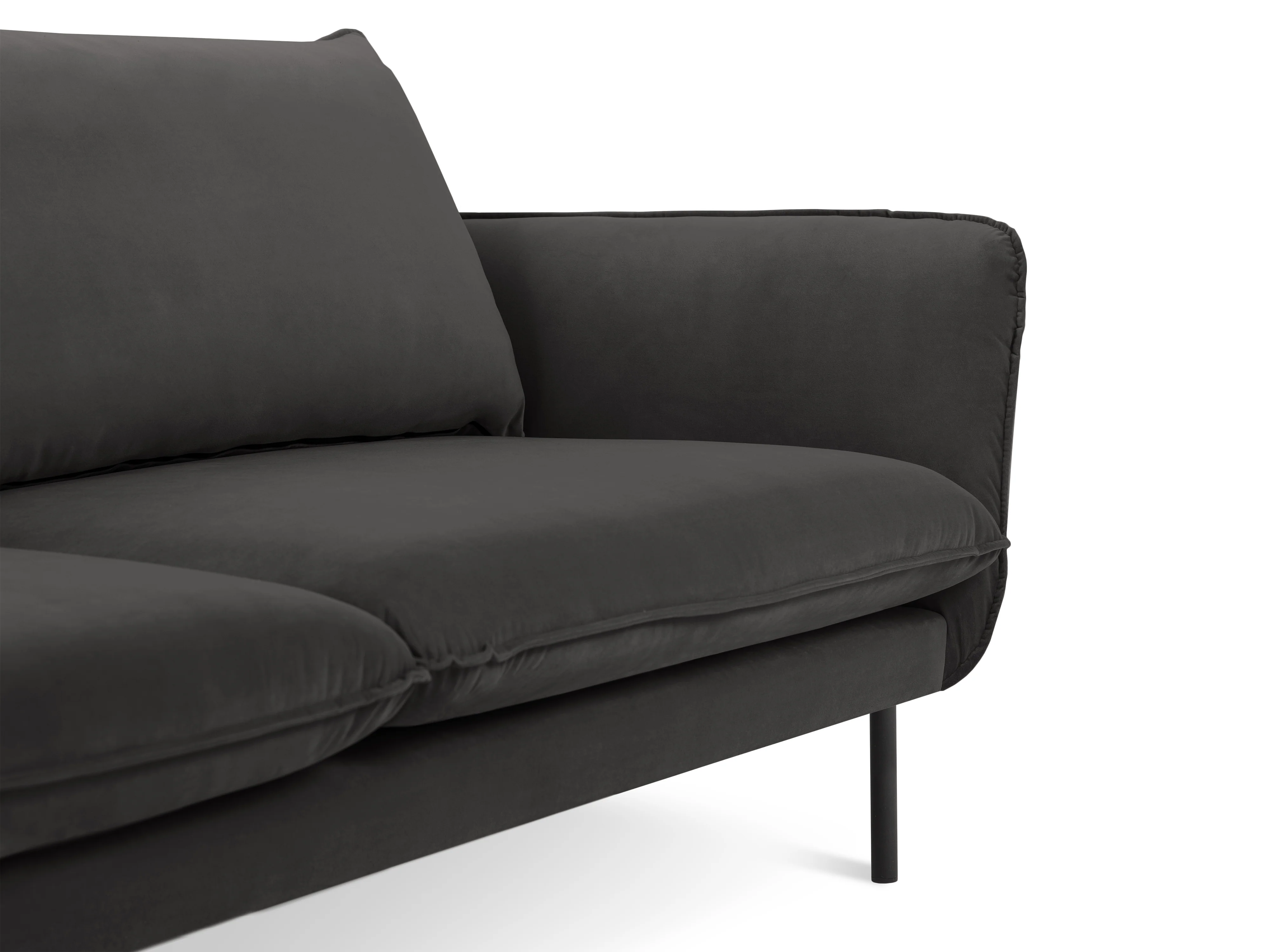 Sofa aksamitna 4-osobowa VIENNA ciemnoszary z czarną podstawą - Image 3
