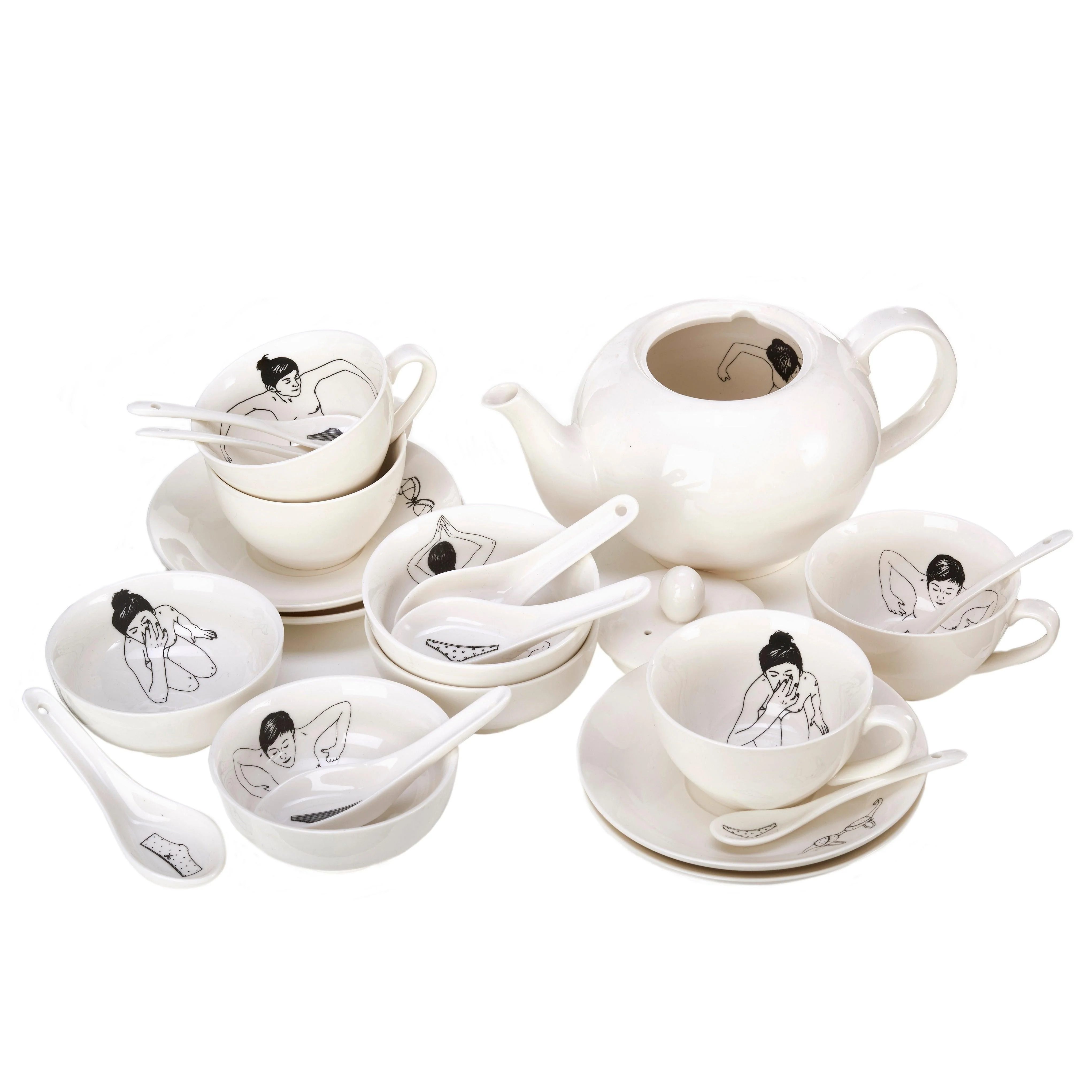 Zestaw filiżanek UNDRESSED biała porcelana - Image 18